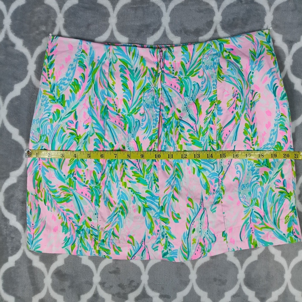 Lilly Pulitzer Skirt Skort Women Size 10 Pink Green Scalloped Hem Pockets Resort - Picture 9 of 14